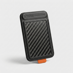 Karbon™ Classic MagSafe Wallet & Stand in black carbon fiber with magnetic card storage and fold-out stand