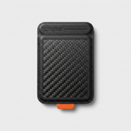 Karbon™ Classic MagSafe Wallet & Stand in black carbon fiber with magnetic card storage and fold-out stand