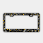 Karbon Technik gold coloured forged carbon car licence plate frame, front view.