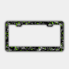Karbon Technik green coloured forged carbon car licence plate frame, front view.