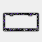 Karbon Technik purple coloured forged carbon car licence plate frame, front view.