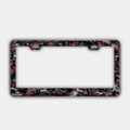 Karbon Technik red coloured forged carbon car licence plate frame, front view.