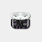 Apple AirPods case made from genuine forged carbon fiber with vibrant purple specks by Karbon Technik, displaying a high-gloss marbled composite finish.