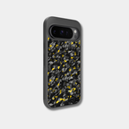 Google Pixel case with genuine raw forged carbon fiber featuring gold composite flakes by Karbon Technik.
