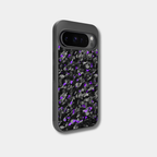 Google Pixel case with genuine raw forged carbon fiber featuring purple composite flakes by Karbon Technik.