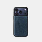 iPhone case in blue genuine Italian Alcantara microfiber suede by Karbon Technik.