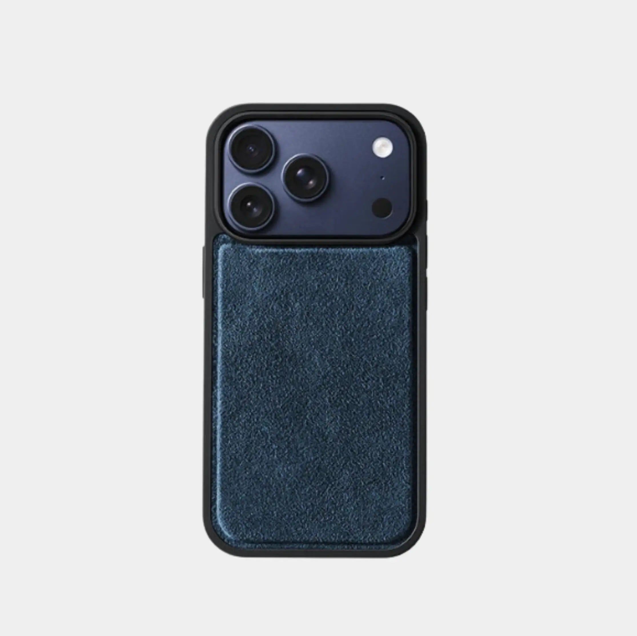 iPhone case in blue genuine Italian Alcantara microfiber suede by Karbon Technik.