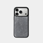 iPhone case in light grey genuine Italian Alcantara microfiber suede by Karbon Technik.