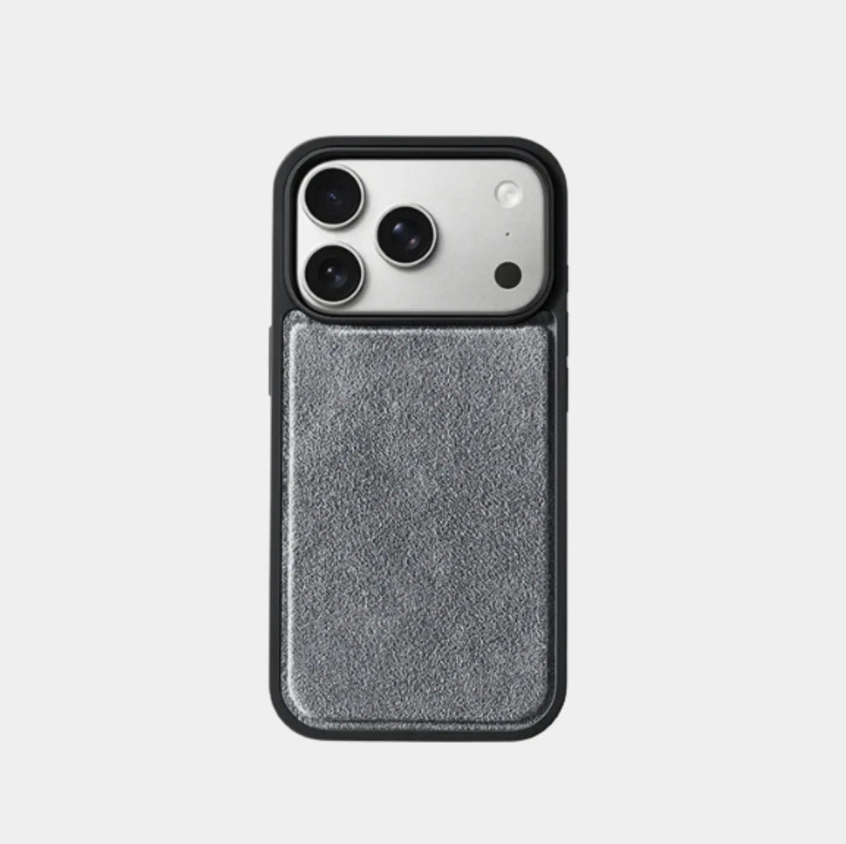 iPhone case in light grey genuine Italian Alcantara microfiber suede by Karbon Technik.