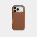 iPhone case in brown genuine Italian top-grain leather with textured finish by Karbon Technik.