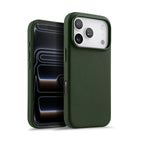 iPhone case in green genuine Italian top-grain leather with textured finish by Karbon Technik.