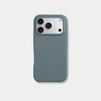 iPhone case in light blue genuine Italian top-grain leather with textured finish by Karbon Technik.