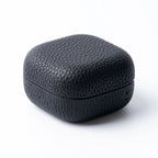 Samsung Galaxy Buds 4 / 4 Pro case in black genuine Italian top-grain leather with textured finish by Karbon Technik.