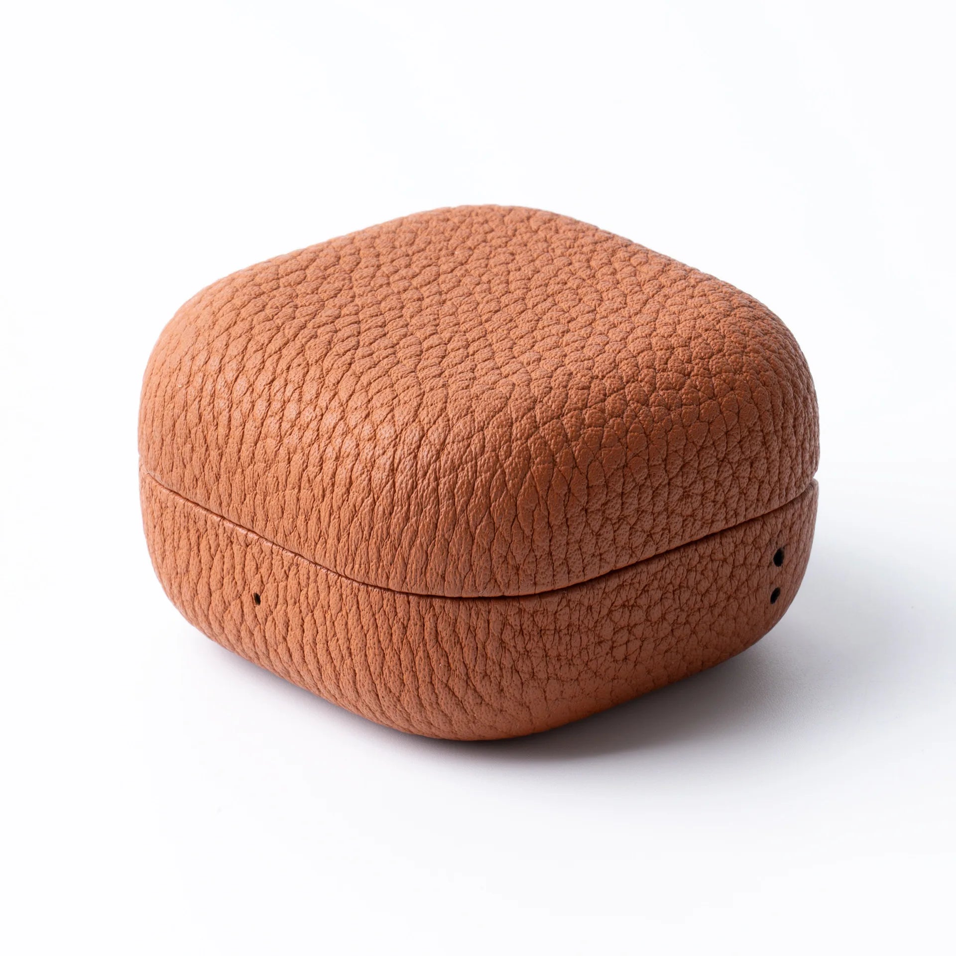 Samsung Galaxy Buds 4 / 4 Pro case in brown genuine Italian top-grain leather with textured finish by Karbon Technik.