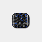 Samsung Galaxy Buds 3 Pro case with genuine raw forged carbon fiber featuring blue composite flakes by Karbon Technik.