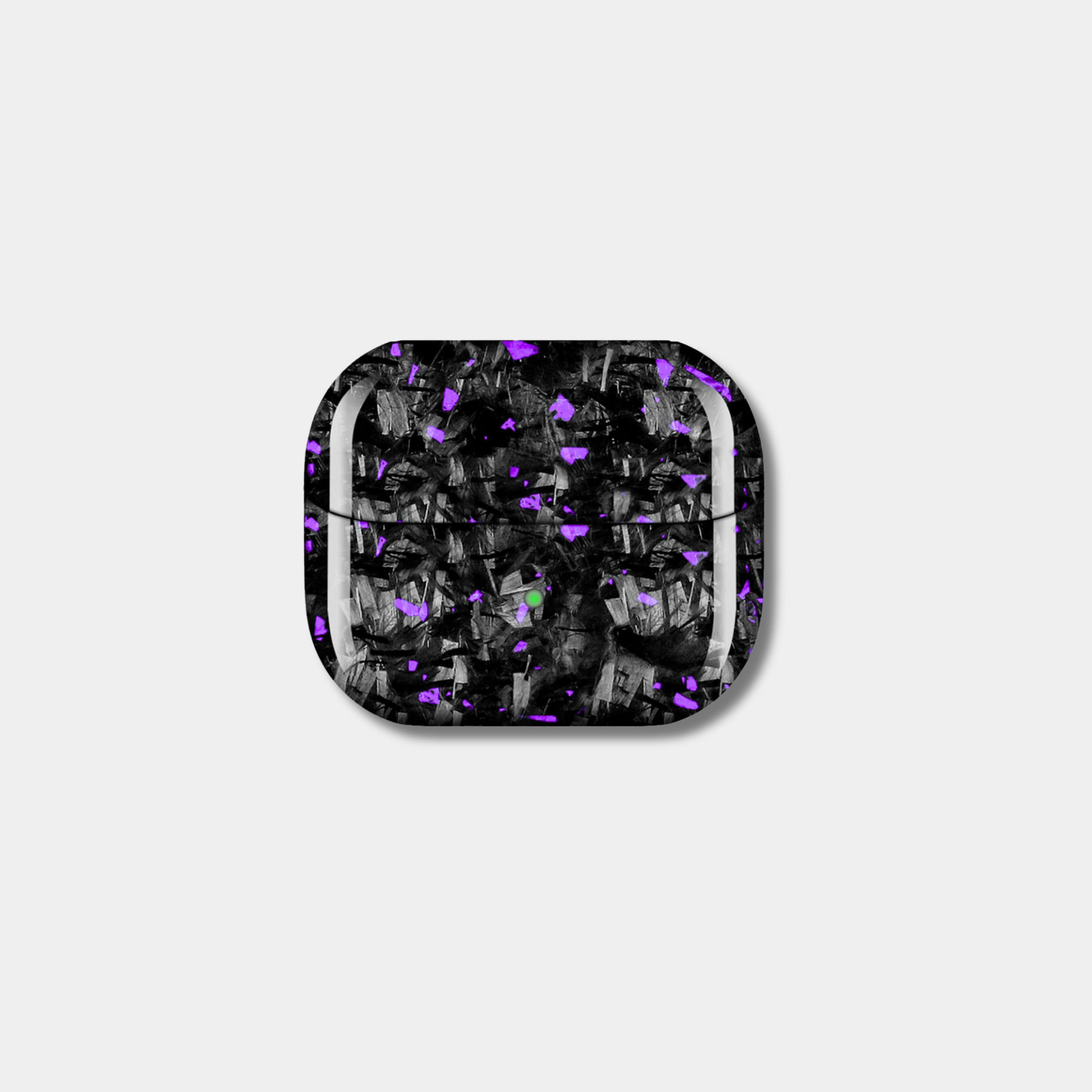 Samsung Galaxy Buds 3 Pro case with genuine raw forged carbon fiber featuring purple composite flakes by Karbon Technik. 