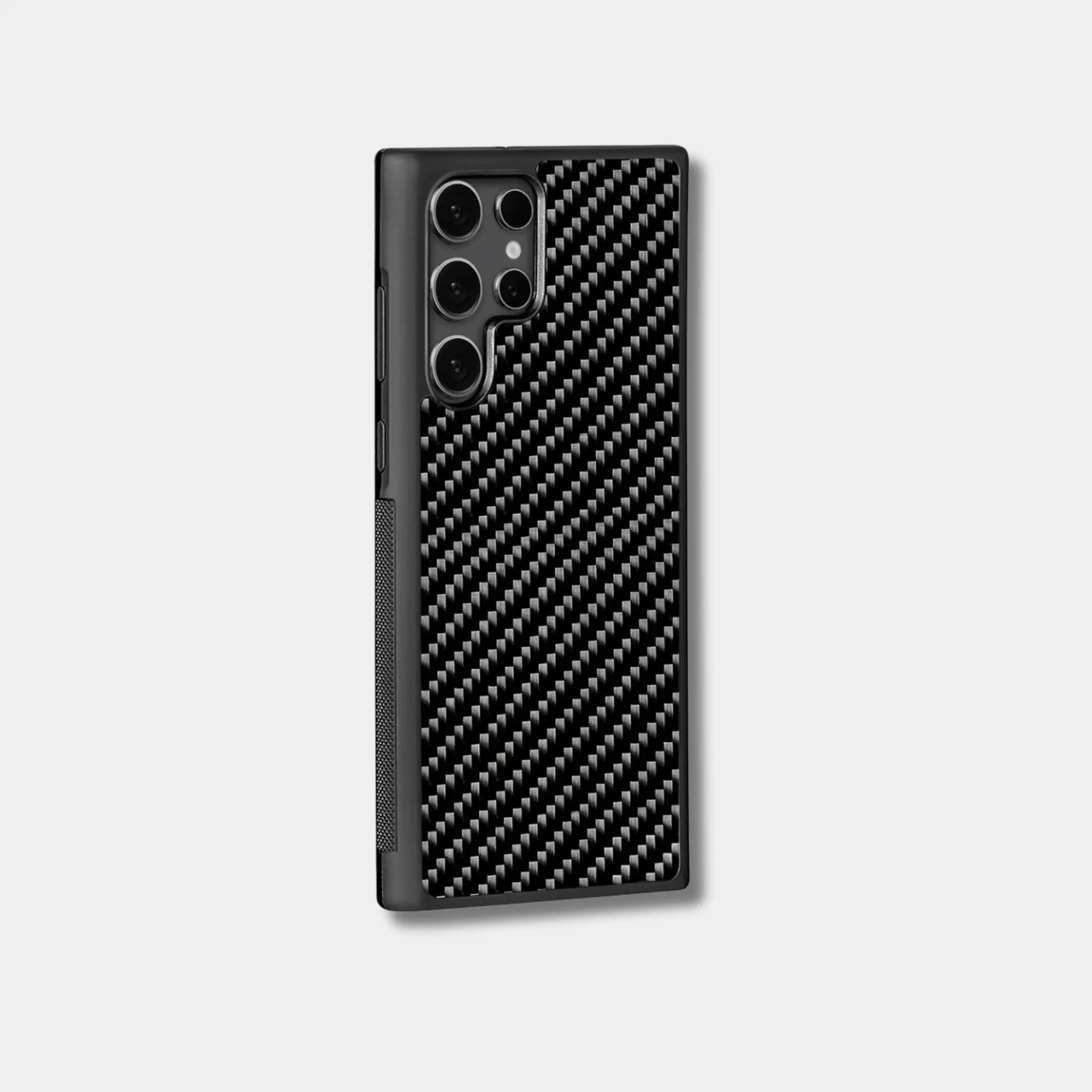 Samsung Galaxy Ultra case with genuine classic 2x2 twill woven carbon fiber in black by Karbon Technik.