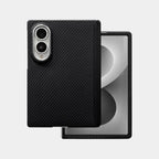 Samsung Galaxy Z Fold 8 case in black 600D fine aramid fiber weave by Karbon Technik.