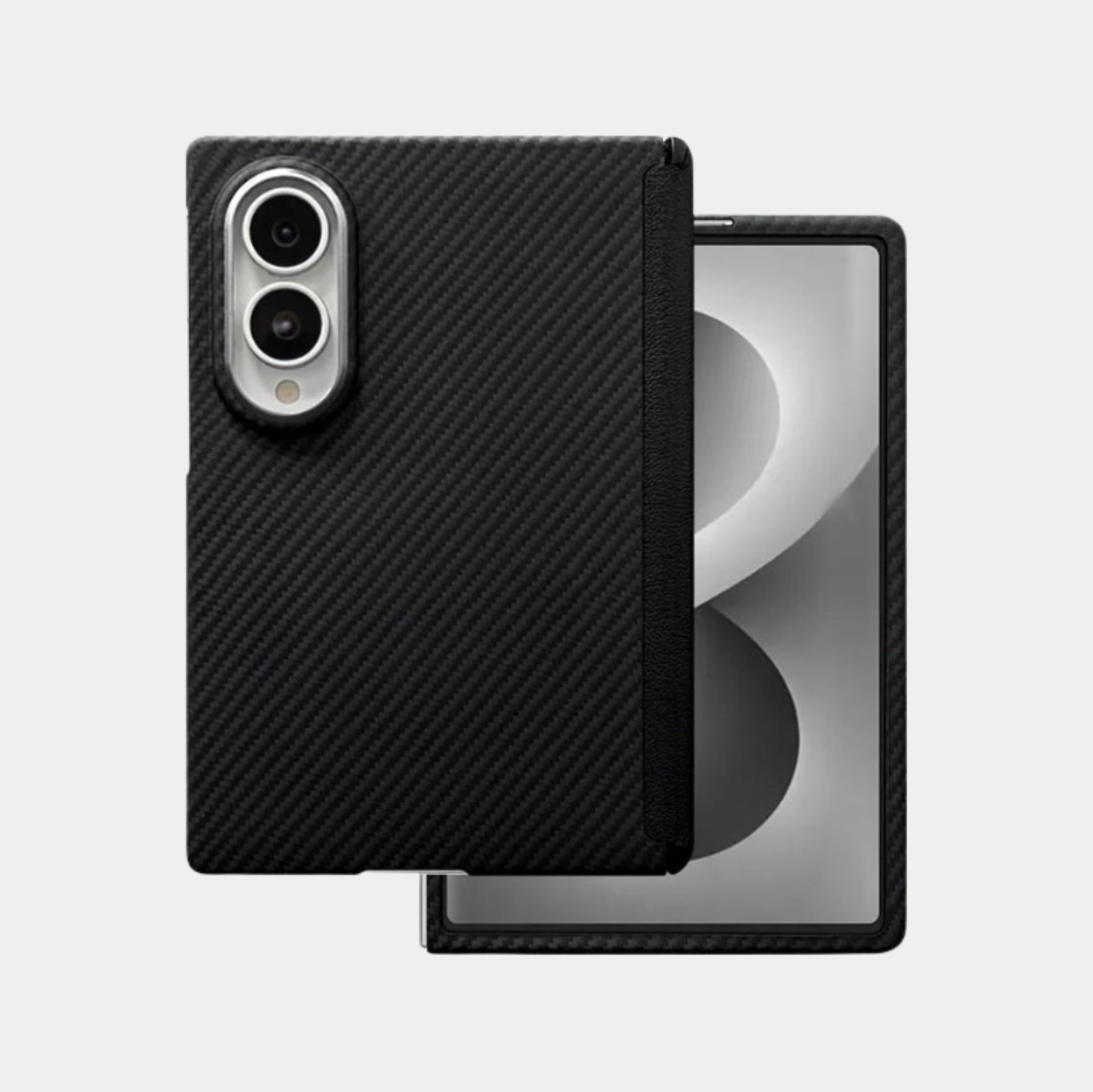 Samsung Galaxy Z Fold 8 case in black 600D fine aramid fiber weave by Karbon Technik.
