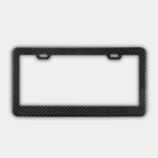 Karbon Technik woven carbon fibre car licence plate frame, front view in black woven carbon finish.